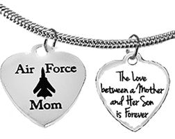 Air Force, The Love Between A Mother And Her Son Is Forever, Air Force Mom, Adjustable Snake Chain Necklace, Hypoallergenic-No Nickel,Lead,Cadmium©2022