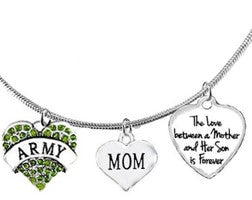 Army, The Love Between A Mother And Her Son Is Forever, Genuine Austrian Crystal Army Heart, Mom, Adjustable Necklace, Hypoallergenic-Safe ©2022