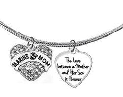 Marine, The Love Between A Mother And Her Son Is Forever, Marine Mom,Adjustable Snake Chain Necklace,Hypoallergenic-Safe,No Nickel,Lead,Cadmium©2022