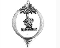 Marine, I Love My Marine Christmas Tree Ornament,Antique Silver Finish,Genuine Austrian Crystal Stones. Fabulous Gift For Family And Friends! ©2021