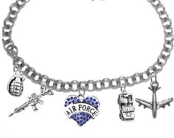 Air Force Battle Bracelet, Hypoallergenic-Safe,No Nickel, Lead,Or Cadmium In The Metal. A Great Gift! Will Fit Anyone,Adjustable Bracelet