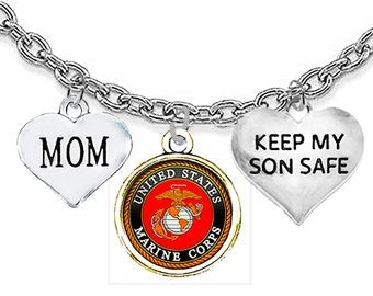 Marine Mom, Keep My Son Safe, On A Adjustable 18-21 Inch Cable Chain Necklace, Hypoallergenic-Safe, No Nickel, Lead, Or Cadmium ©2016 ©2022