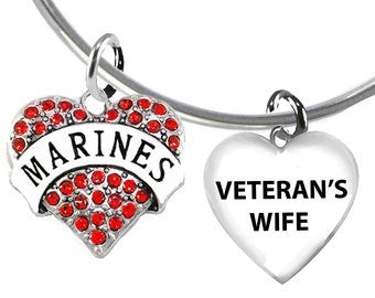 Marine Veteran's Wife, On A Beautiful Adjustable Miracle Wire Bracelet, Hypoallergenic-Safe, No Nickel, Lead, Or Cadmium. ©2022