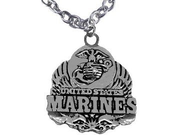 Marine, 34 Inch Men's US Marine Cable Chain Toggle Necklace, Hypoallergenic-Safe,No Nickel, Lead, Or Cadmium