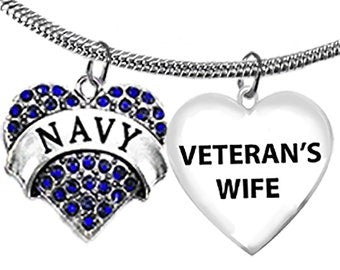 Navy Veteran's Wife, On A Beautiful Adjustable Snake Chain Necklace, Hypoallergenic-Safe, No Nickel, Lead, Or Cadmium. ©2022