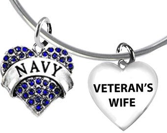 Navy Veteran's Wife, On A Beautiful Adjustable Miracle Wire Bracelet, Hypoallergenic-Safe, No Nickel, Lead, Or Cadmium. ©2022