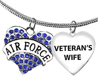 Air Force Veteran's Wife, On A Beautiful Adjustable Snake Chain Necklace, Hypoallergenic-Safe, No Nickel, Lead, Or Cadmium. ©2022