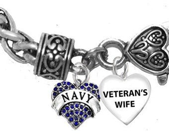 Navy Veteran's Wife, On A Beautiful Antique Wheat Chain Bracelet, Hypoallergenic-Safe,No Nickel, Lead, Or Cadmium ©2022