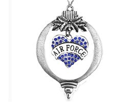 Air Force Christmas Tree Ornament. Genuine Austrian Cut Crystal.  Fabulous Gift For Yourself, Or Family And Friends! With A Silver Tie To Attach To The Tree