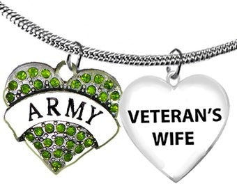 Army Veteran's Wife, On A Beautiful Adjustable Snake Chain Necklace, Hypoallergenic-Safe, No Nickel, Lead, Or Cadmium. ©2022