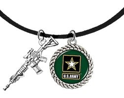 Army, AR 15, Army Symbol,High Polish Silver Finish,Very Detailed,Adjustable Suede Necklace,Hypoallergenic-Safe,No Nickel, Lead,Cadmium ®2022