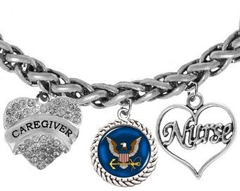 Navy, Navy Symbol, Caregiver Navy Nurse, On A Adjustable Antique Wheat Chain Bracelet, Hypoallergenic-Safe,No Nickel, Lead, Or Cadmium.©2022