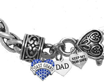 Coast Guard Dad, Keep My Son Safe, On A Antique Wheat Chain Bracelet, Hypoallergenic-Safe, No Nickel, Lead, Or Cadmium.©2014 ©2022