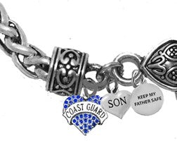 Coast Guard Son, Keep My Father Safe, On A Antique Wheat Chain Bracelet, Hypoallergenic-Safe, No Nickel, Lead, Or Cadmium©2014, ©2021, ©2022