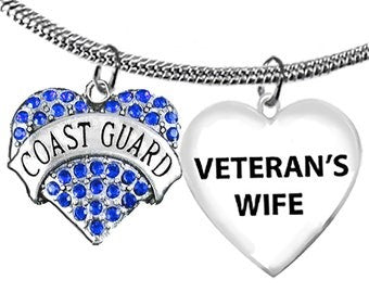 Coastguard Veteran's Wife, On A Beautiful Adjustable Snake Chain Necklace, Hypoallergenic-Safe, No Nickel, Lead, Or Cadmium. ©2022